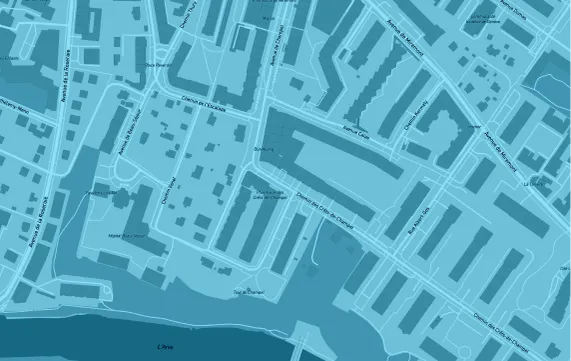 map of the Geneva center on the clinic of Champel